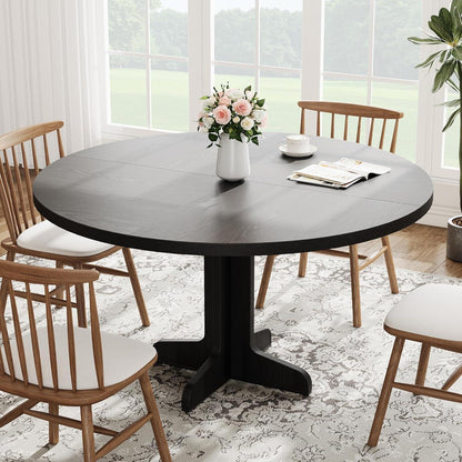 Runder Esstisch 120cm Holzfuß Schwarz – Modern & Vielseitig
