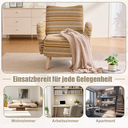 Ohrensessel Relaxsessel Gelb mit Massivholzbeinen