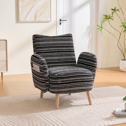 Ohrensessel Relaxsessel Schwarz – Bequemer Lesesessel mit Massivholzbeinen