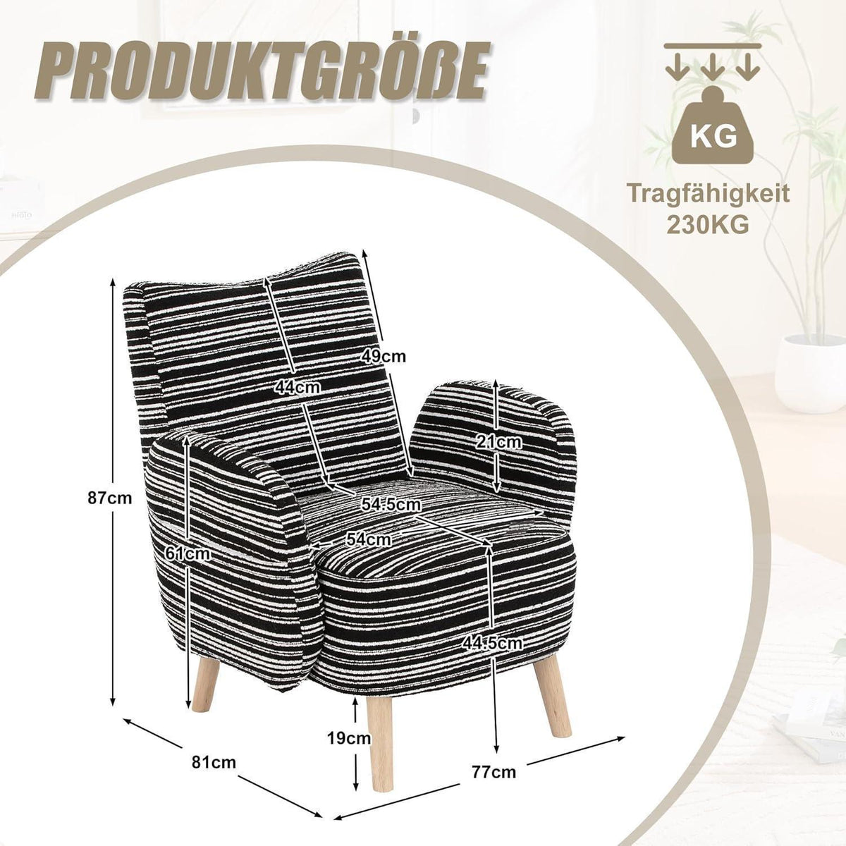 Ohrensessel Relaxsessel Schwarz – Bequemer Lesesessel mit Massivholzbeinen
