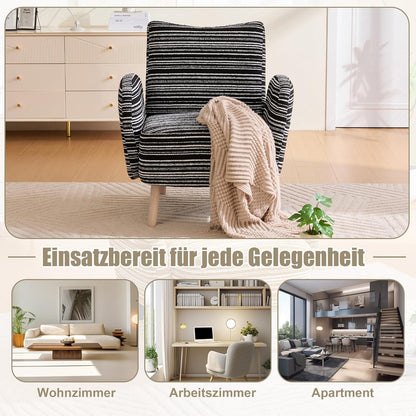 Ohrensessel Relaxsessel Schwarz – Bequemer Lesesessel mit Massivholzbeinen
