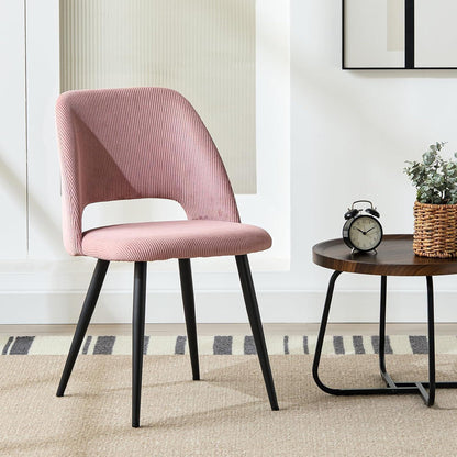 2er Set Esszimmerstühle Rosa Cordstoff, Ergonomisch & Robust