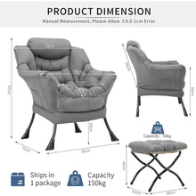 Clevich Ohrensessel mit Hocker – Bequemer Lazy Chair für Wohnzimmer