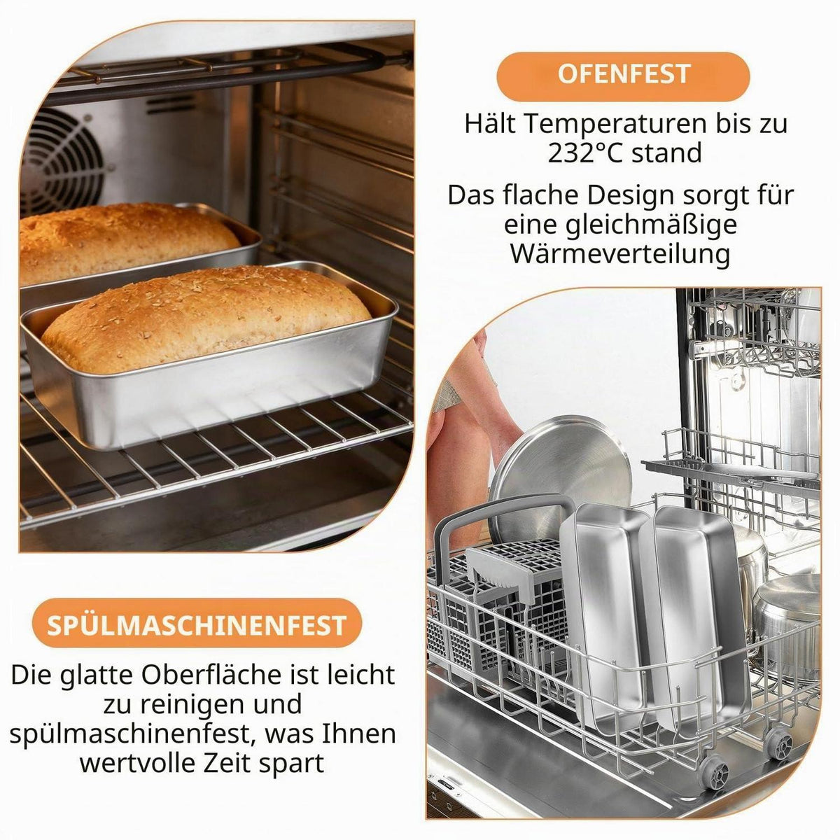 Edelstahl Brotbackform 33x15x6.7cm – Für Brot, Kuchen & mehr