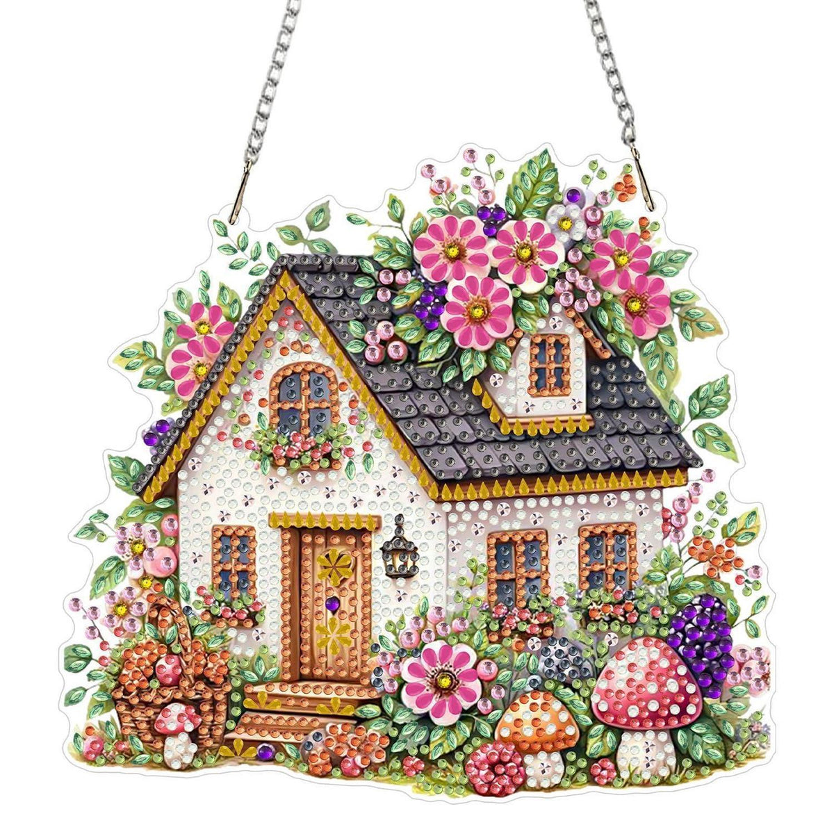 5D Diamantmalerei Anhänger – Bunte Blumen für Fenster & Garten