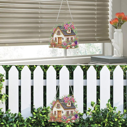 5D Diamantmalerei Anhänger – Bunte Blumen für Fenster & Garten
