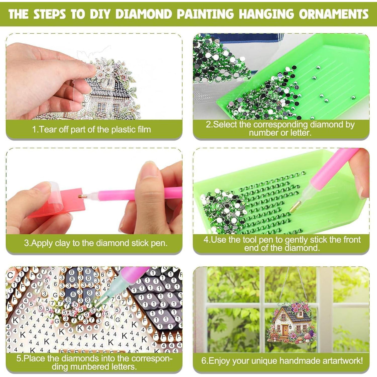 5D Diamantmalerei Anhänger – Bunte Blumen für Fenster & Garten