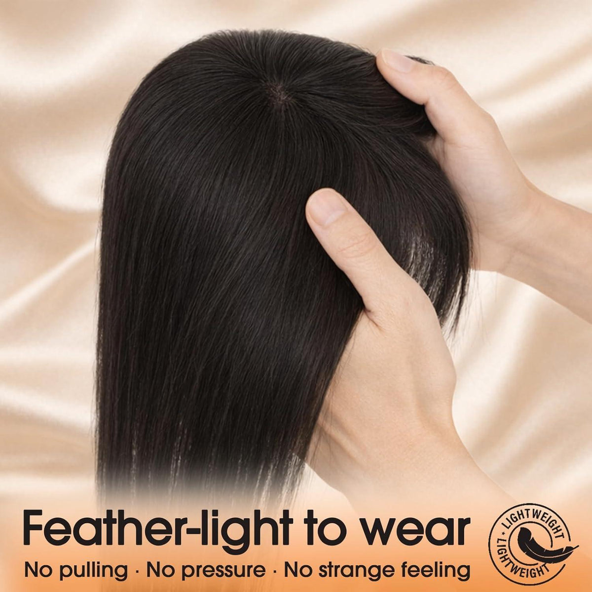 Echthaar Topper mit Wispy Pony – Natürliches Schwarz