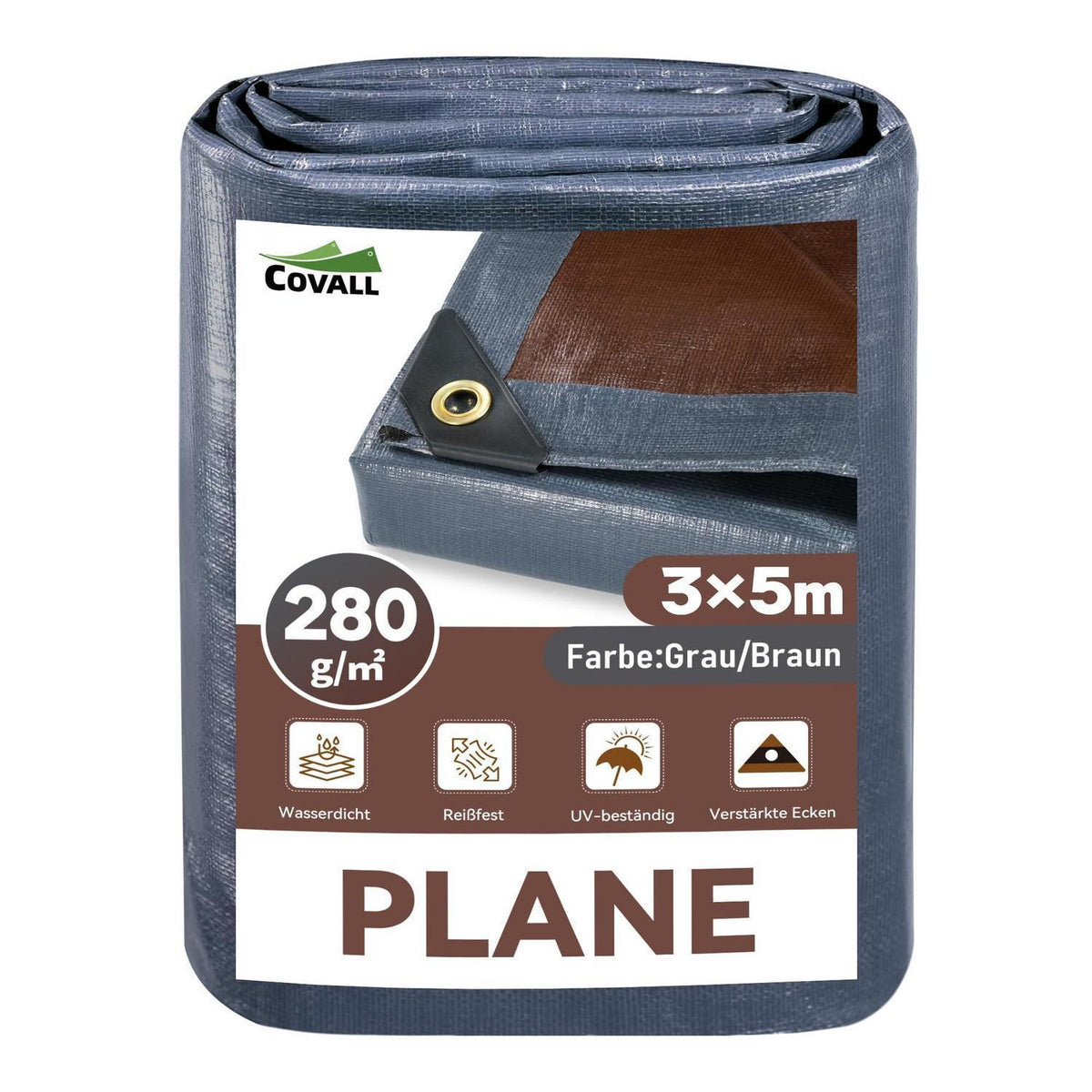 Schwere Abdeckplane 3x5m | 280g/m² | Reißfest & Wasserdicht