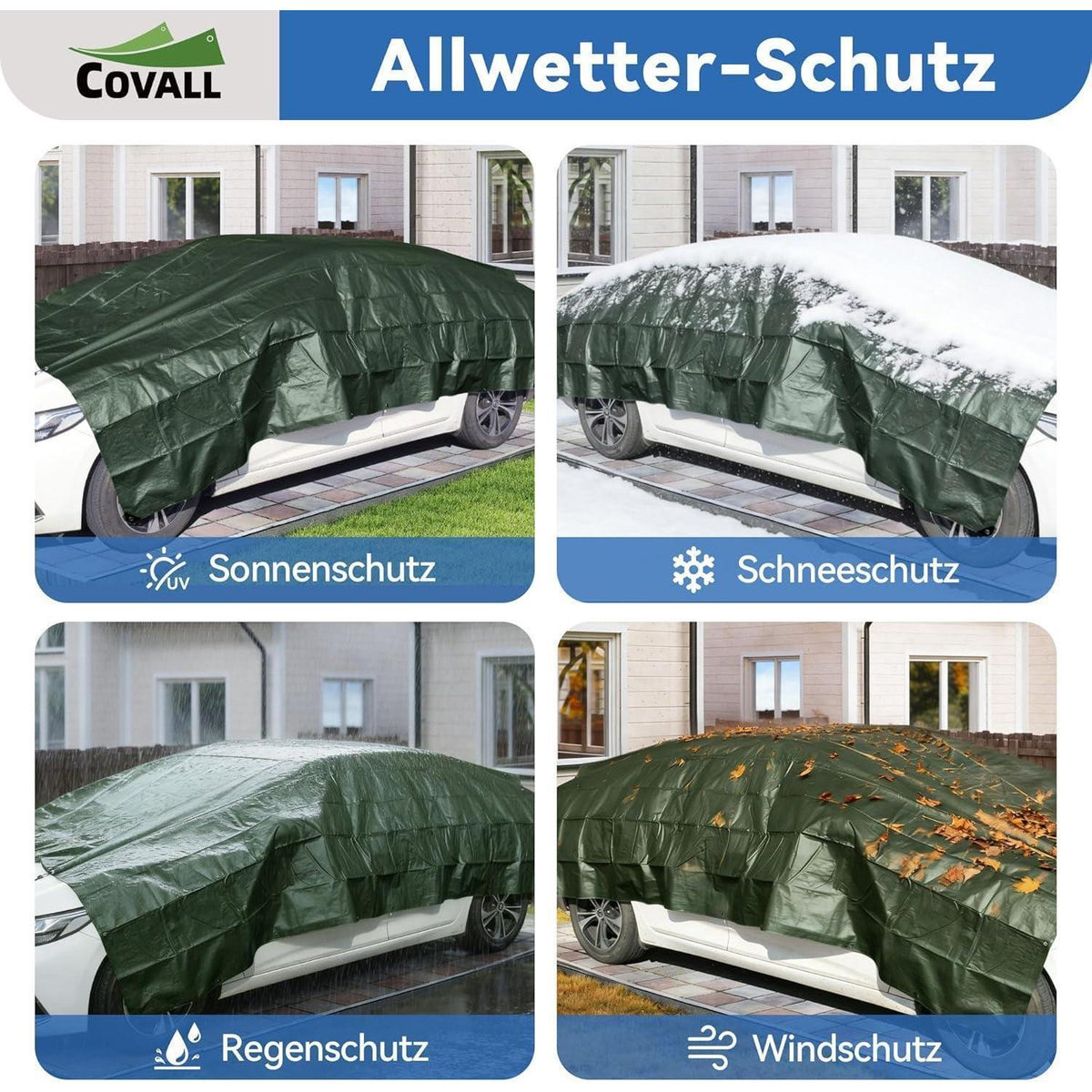 Abdeckplane Blau 6x8m – Reißfest, UV-Schutz & Rostfreie Ösen