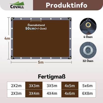 Schwere Abdeckplane 4x5m | 280g/m² | Reißfest & Wasserdicht