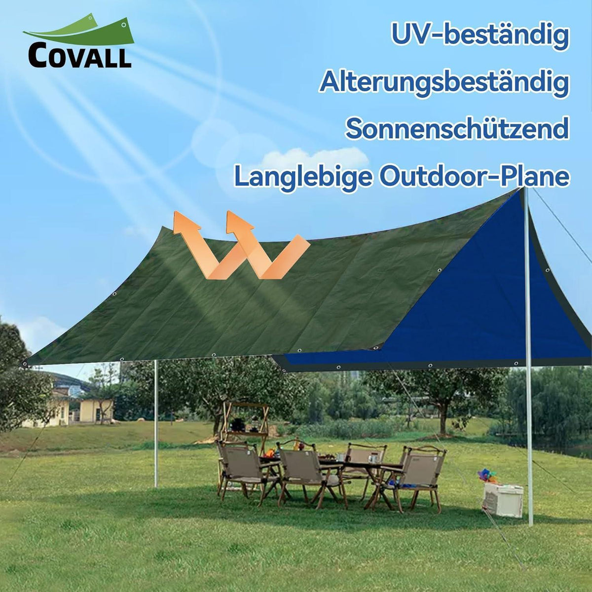 Abdeckplane Blau 10x10m – Reißfest, UV-Schutz & Rostfreie Ösen