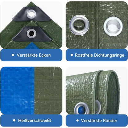 Abdeckplane Blau 10x10m – Reißfest, UV-Schutz & Rostfreie Ösen