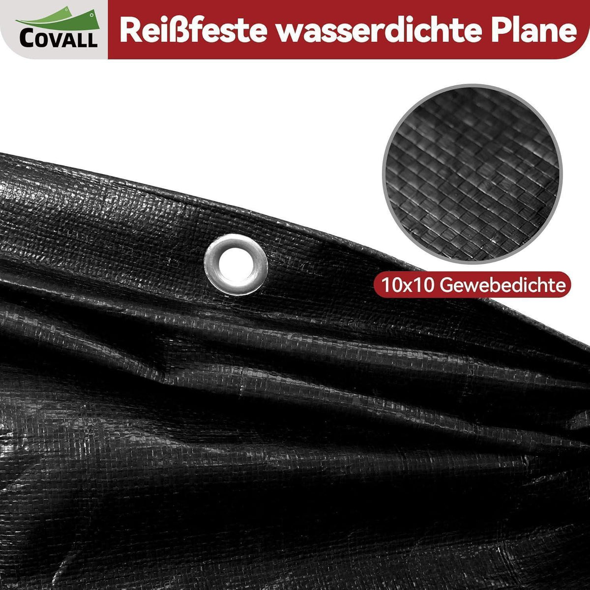 Abdeckplane 8x10m Schwarz | Wasserdicht, UV-Beständig & Reißfest