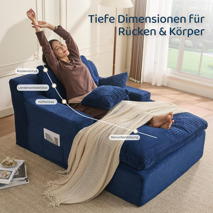 160cm Chaiselongue Sofa mit Schlafsofa Funktion – Navyblau