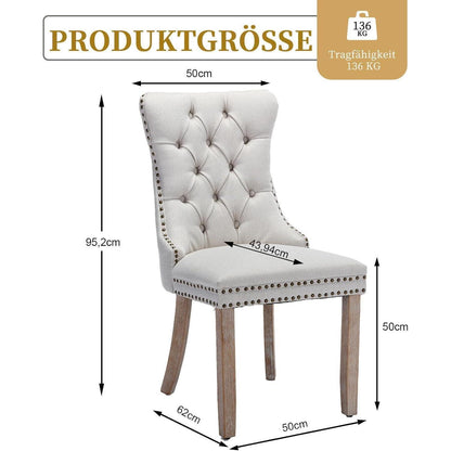 Gepolsterte Esszimmerstühle 4er-Set, Beige Leinenstoff