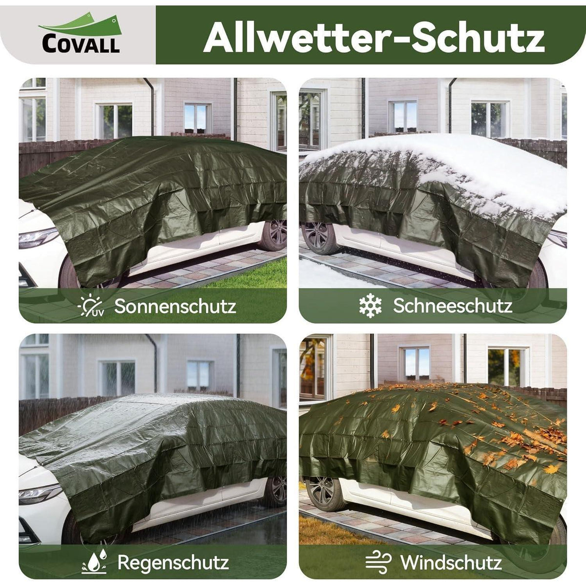 Grüne Abdeckplane 8x10m | Wasserdicht, UV-beständig & Reißfest