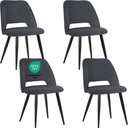 Esszimmerstühle Set 4 - Gepolsterte Samtstühle Schwarz