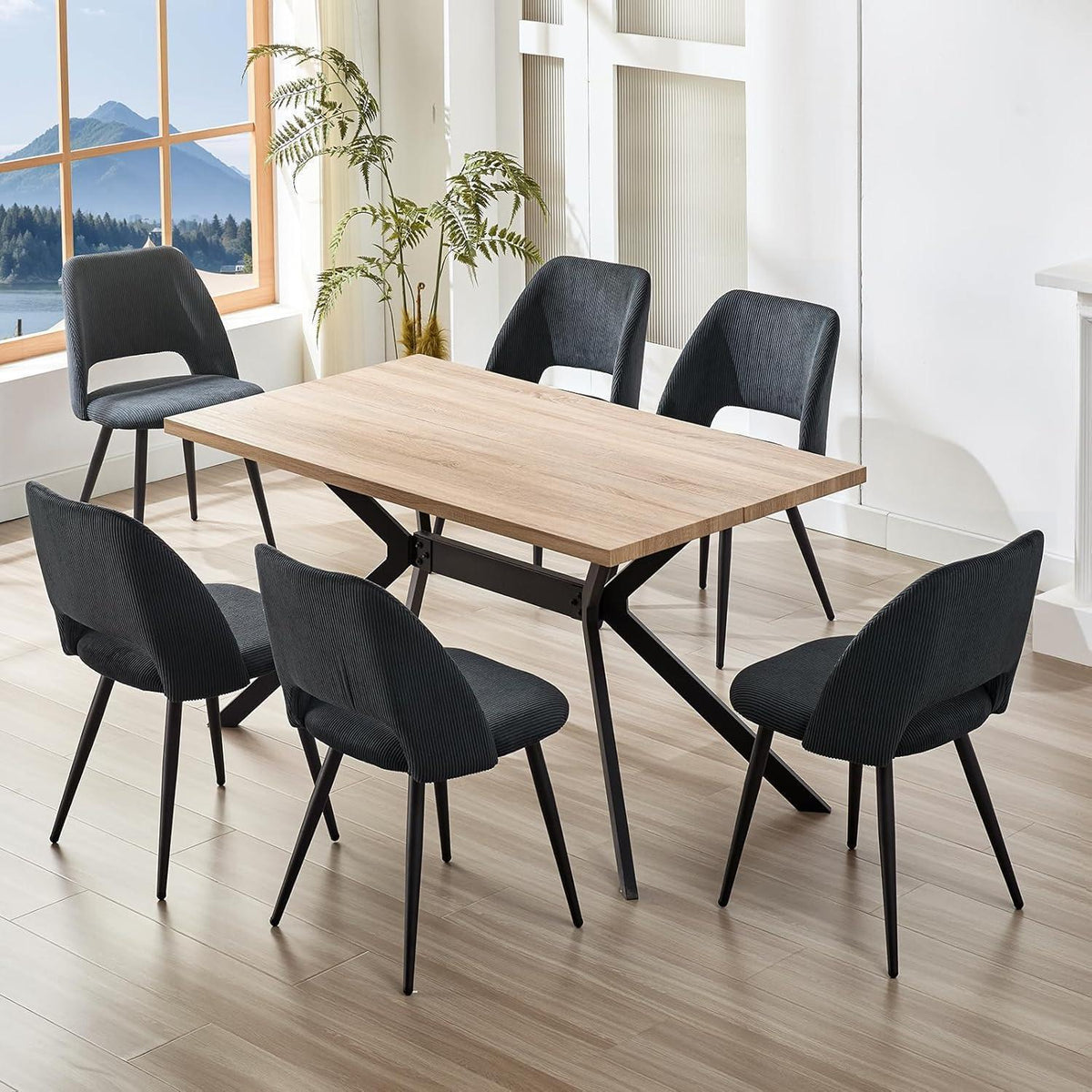 Esszimmerstühle Set 4 - Gepolsterte Samtstühle Schwarz