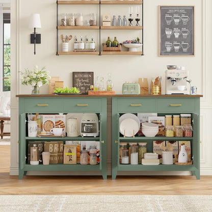 Grüner Küchenschrank mit Arbeitsplatte & Schubladen im Landhausstil