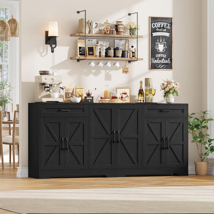 180cm Sideboard mit Arbeitsplatte – Küchenschrank mit 6 Türen