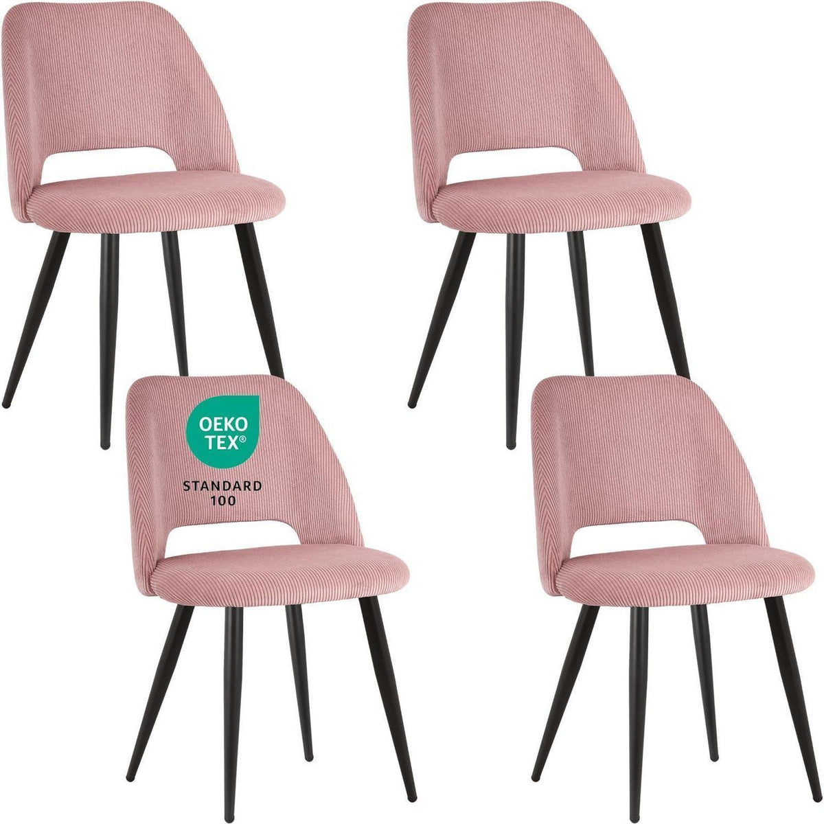 Esszimmerstühle Set 4er – Gepolsterte Samtstühle Rosa