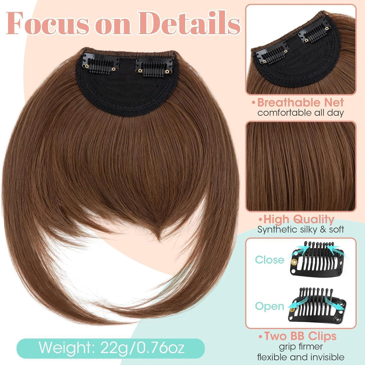 Clip-in Pony – Hellbraun, Synthetisch & Vielseitig