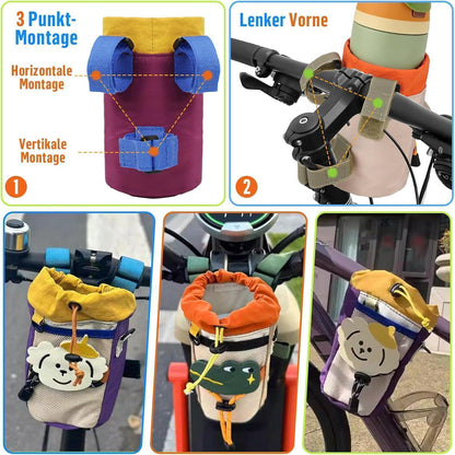 Fahrrad Getränkehalter mit Netztasche & Krokodil Design