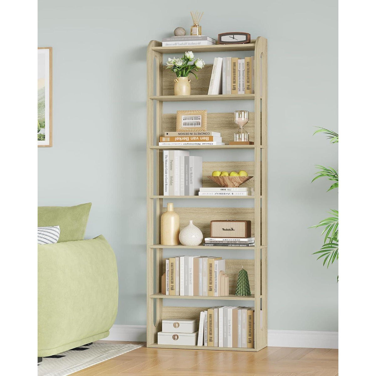7-stöckiges Bücherregal Eichefarben | Standregal für Wohnzimmer & Schlafzimmer