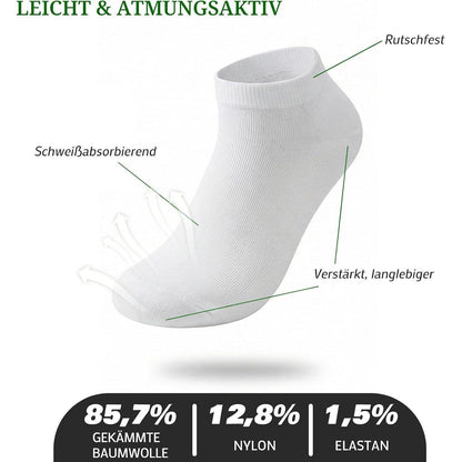 10 Paar Sneaker Socken Baumwolle – Unisex Weiß, Größe 43-46