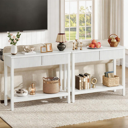 Konsolentisch mit Wellenfront-Schubladen, schmaler Flurtisch 100x30x80 cm