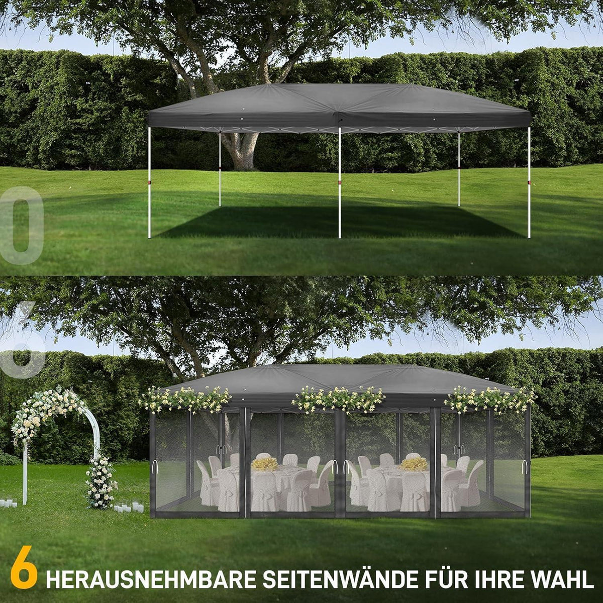 Faltpavillon 3x6m – Wasserdicht, UV-Schutz & Moskitonetz