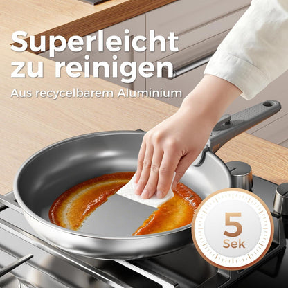 21-teiliges Topfset mit abnehmbarem Griff – Grau
