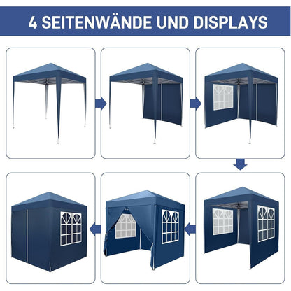 Faltpavillon 2x2m mit 4 Seitenteilen – UV-Schutz & Winddicht