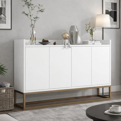 Schmaler Sideboard Weiß 120x30x80cm | Grifflos & Verstellbar
