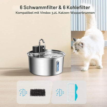 3.2L Katzenbrunnen Filter – 12 Stück Ersatzfilter