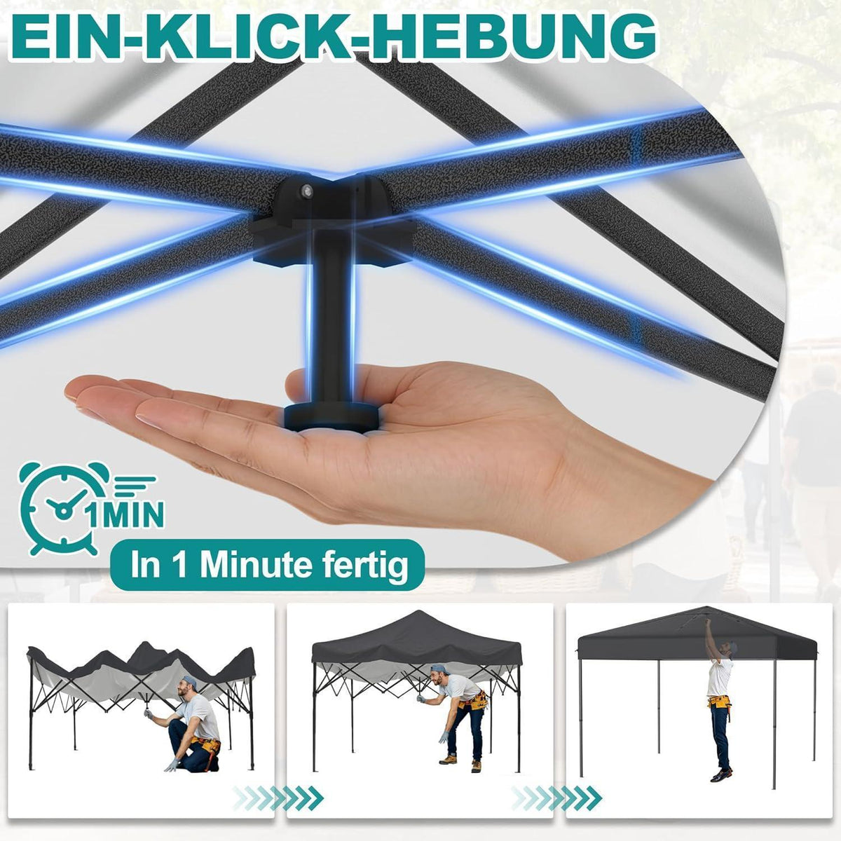 Pop-Up Pavillon 3x3m mit One-Touch – Faltzelt für Garten & Events