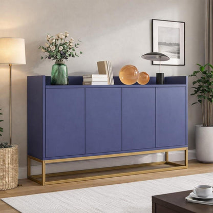 Schmaler Sideboard Blau 120x30x80cm | Grifflos & Verstellbar