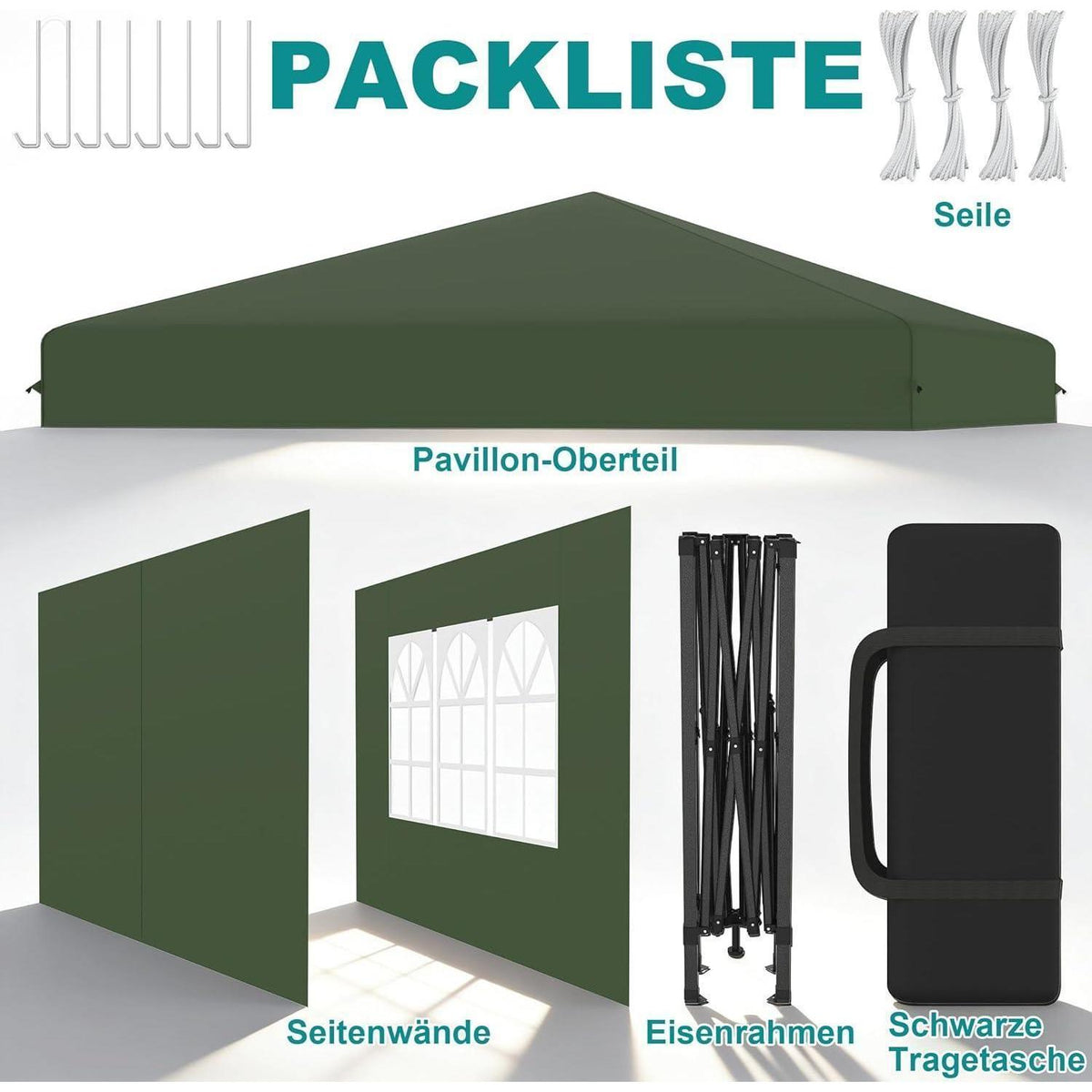 Pop-Up Pavillon 2,5x2,5m mit Seitenwänden & One-Touch Lift