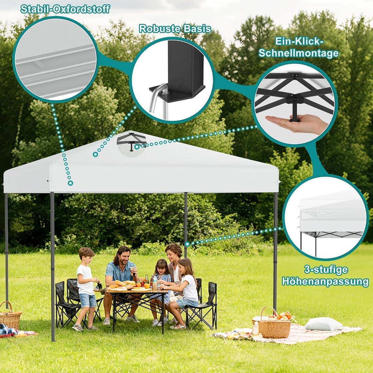Pop-Up Pavillon 3x3m mit One-Touch – Faltzelt für Garten & Events