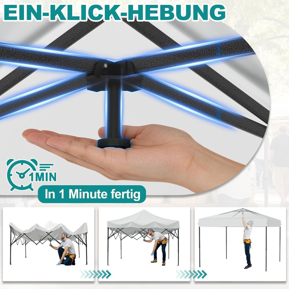 Pop-Up Pavillon 3x3m mit One-Touch – Faltzelt für Garten & Events