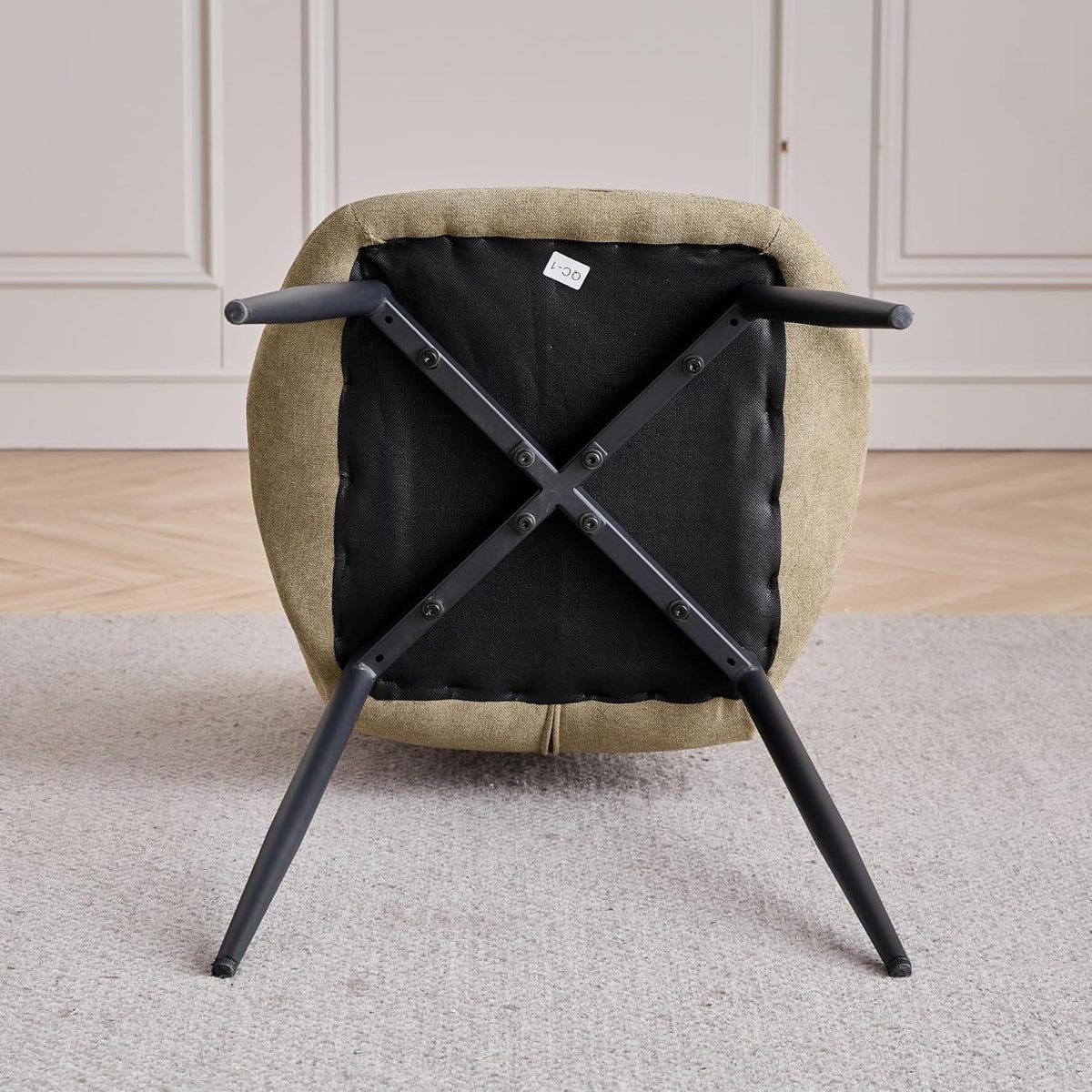Runder Esstisch Set 100cm & 4 Moderne Leinenstühle Dunkelgrün