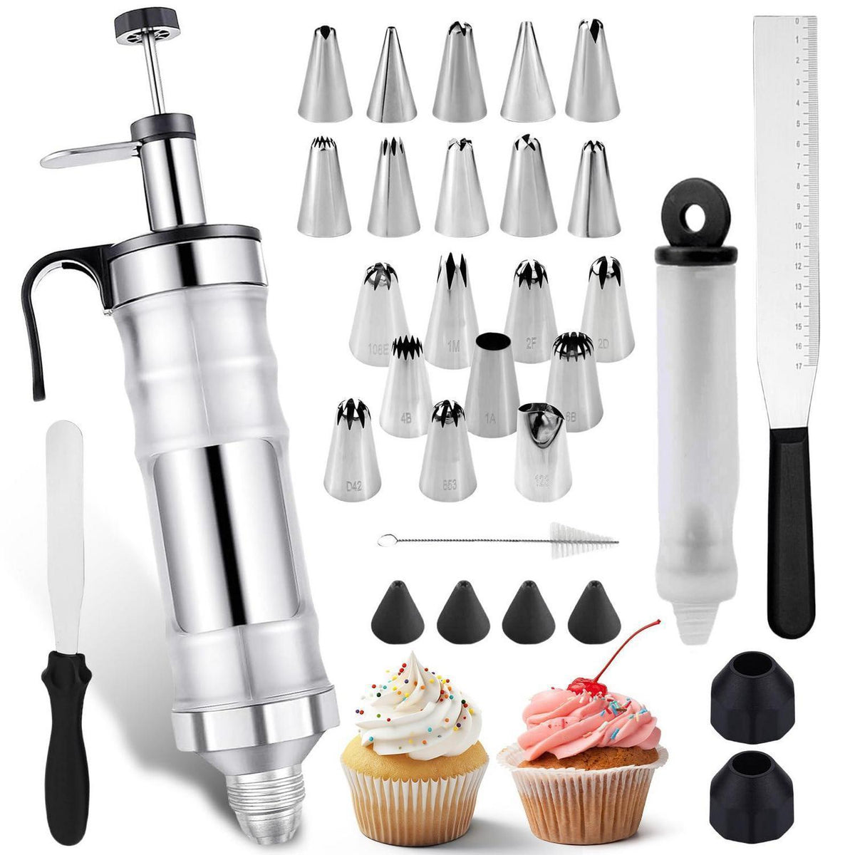 Tortenspritze Edelstahl Set mit 20 Tüllen & Zubehör