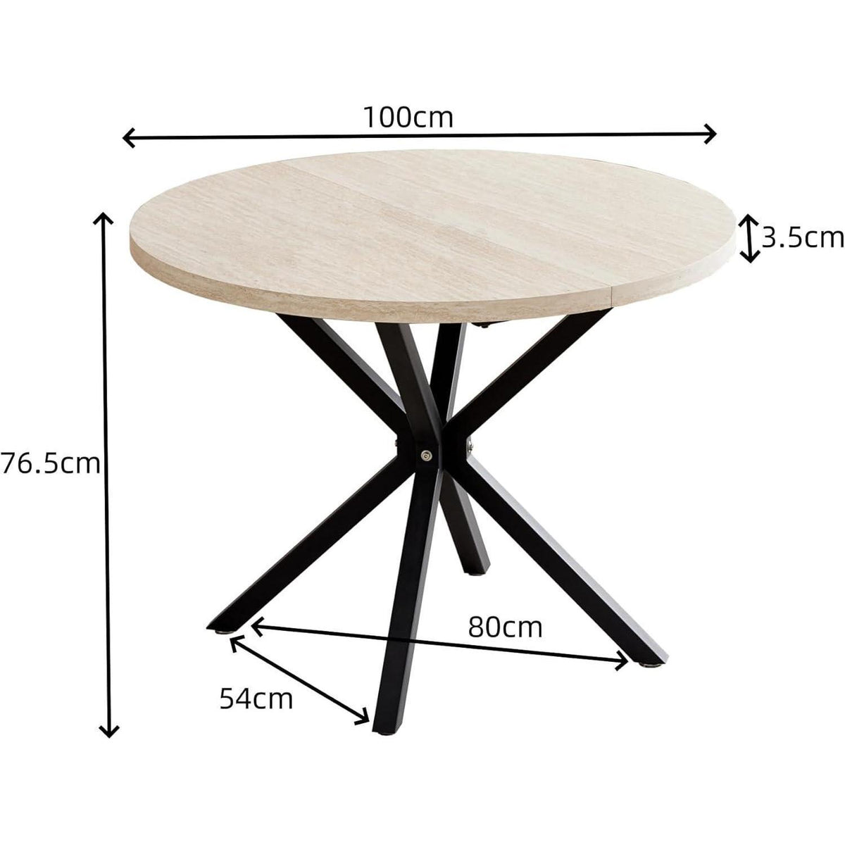 Runder Esstisch Set 100cm & 4 Moderne Leinenstühle (Gelb/Khaki)