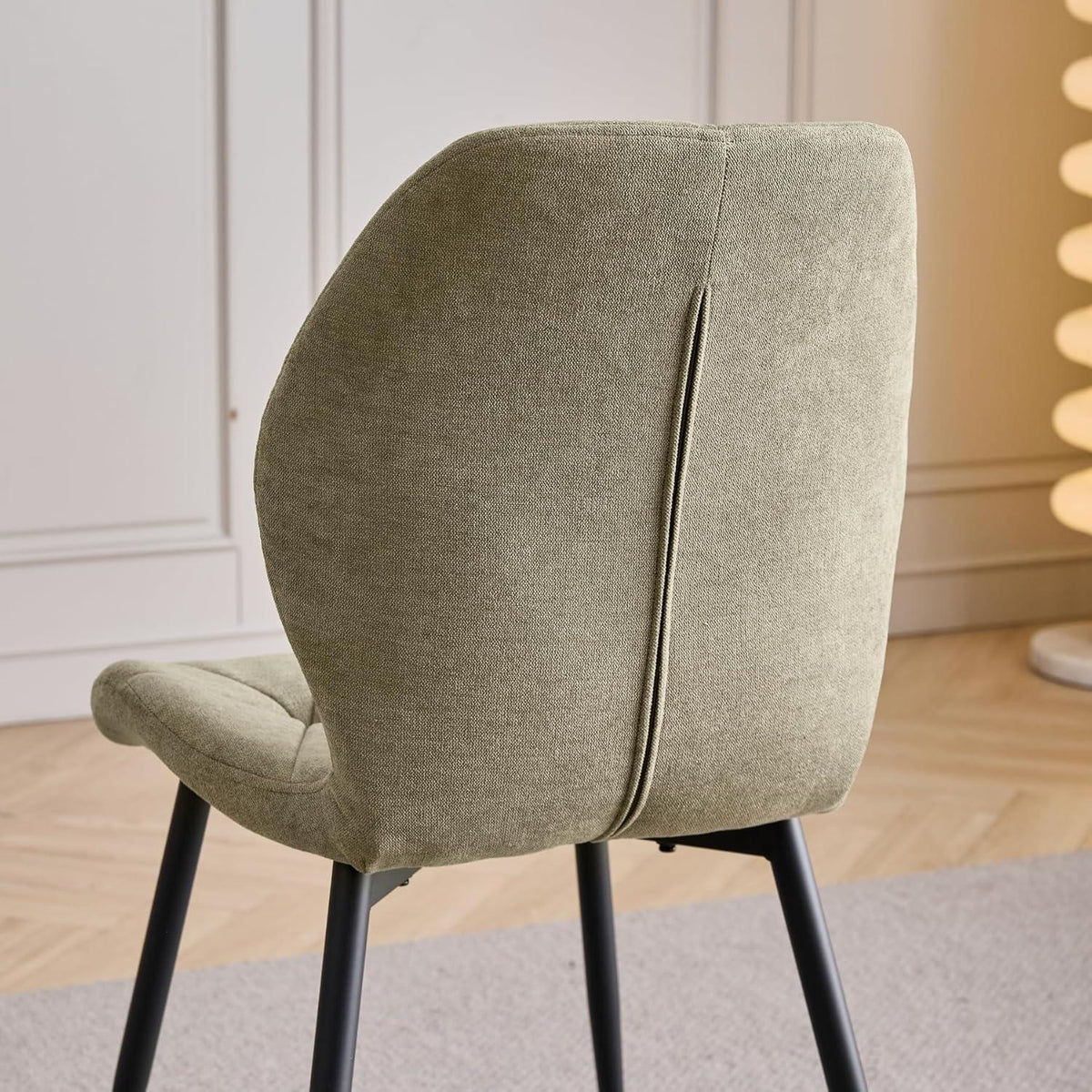 Runder Esstisch Set 100cm + 4 Moderne Leinenstühle (Gelb/Grün)