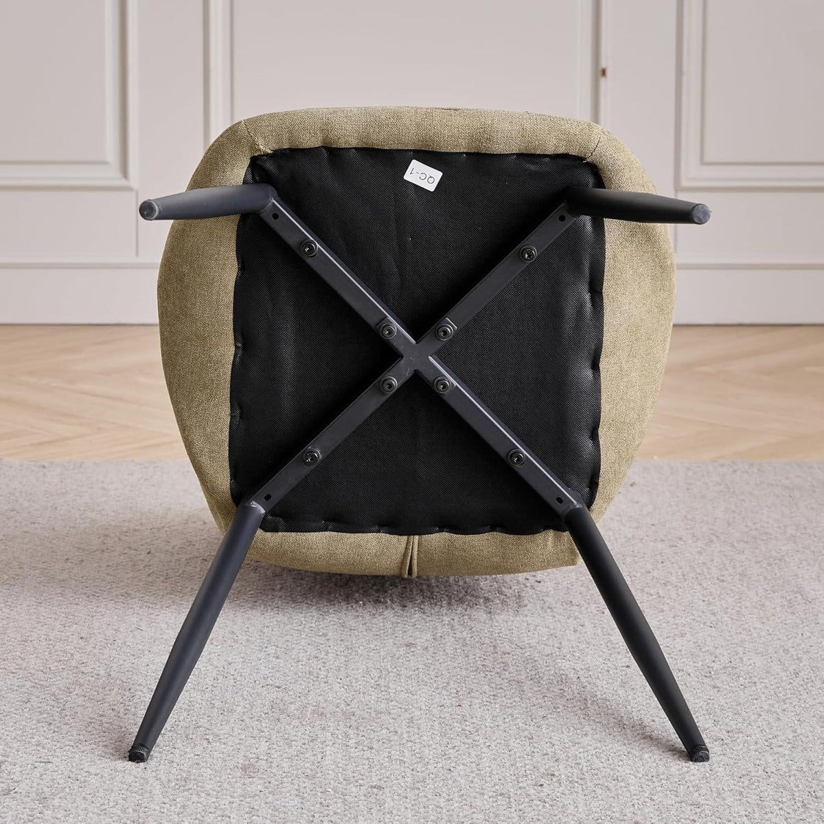 Runder Esstisch Set 100cm + 4 Moderne Leinenstühle (Gelb/Grün)
