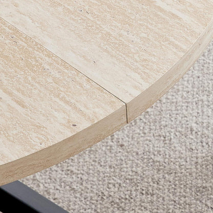 Runder Esstisch Set 100cm + 4 Moderne Leinenstühle (Gelb/Blau)