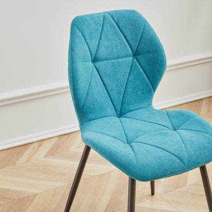 Runder Esstisch Set 100cm + 4 Moderne Leinenstühle (Gelb/Blau)