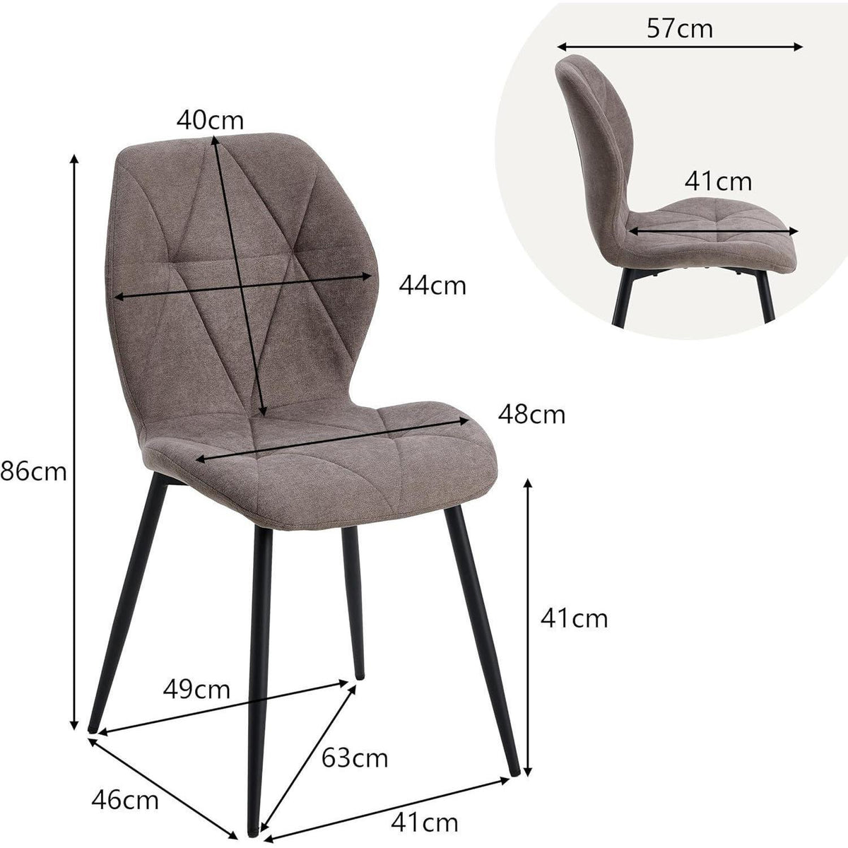 Runder Esstisch 100cm mit 4 modernen Leinenstühlen (Gelb/Braun)