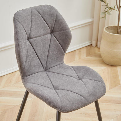 Runder Esstisch Set 100cm & 4 Moderne Leinenstühle (Gelb/Dunkelgrau)